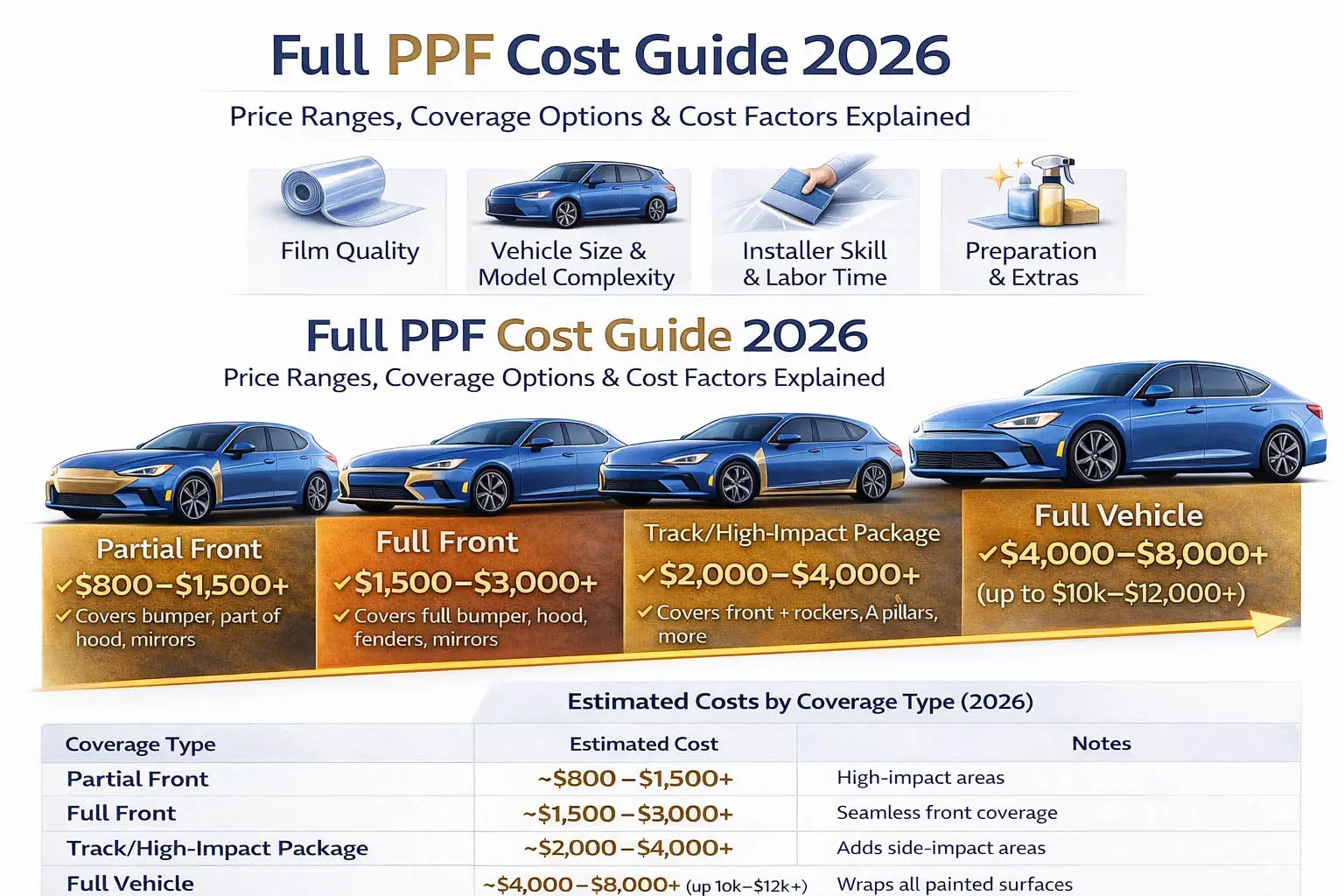 Full PPF Cost Guide 2026: Price Ranges, Coverage Options & What Drives Cost
