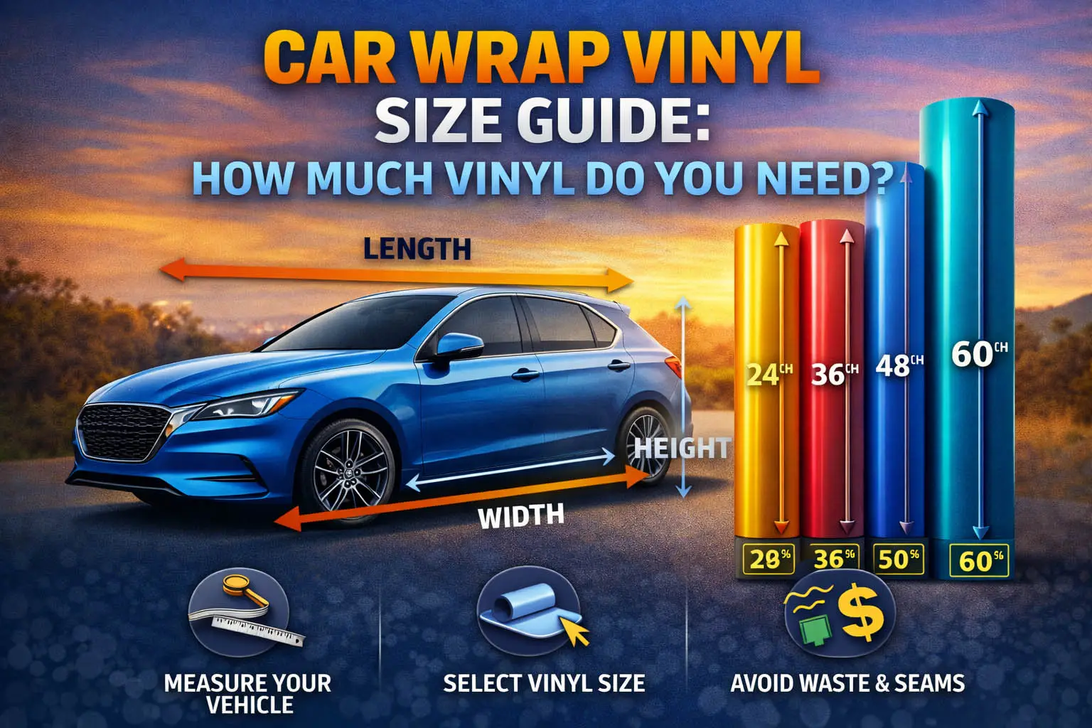 Comprehensive Car Wrap Vinyl Size Guide (2026 Edition)